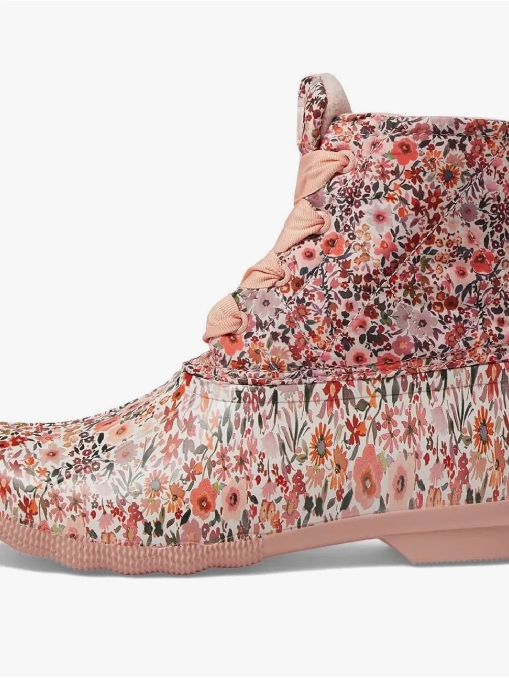 Sperry Pink Floral Lace-Up Rain Boot